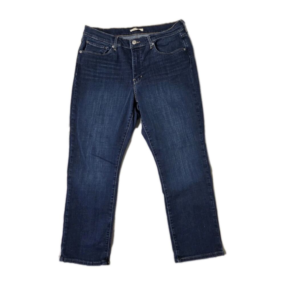 Levi's Classic Straight Jeans Women's Mid Rise Dark Wash Stretch Denim W33 L28 - Picture 1 of 9